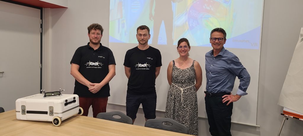 Marc DOuzon et Marc Travers, nouveaux lauréats, avec leurs accompagnateurs amont Mathilde Garnavault et Stéphane Thomas