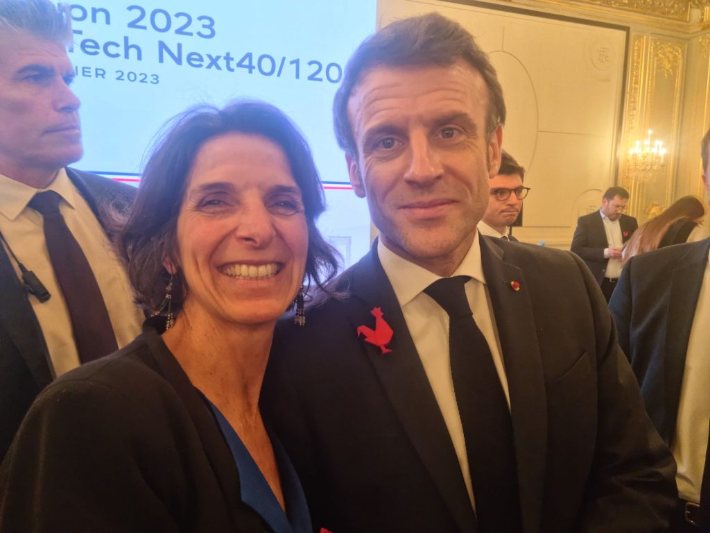 Sophie Brac de la Perrière avec Emmanuel Macron à l'Élysée.